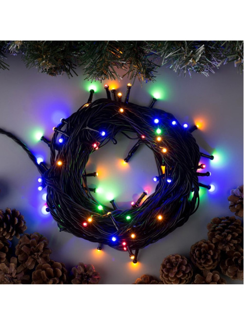Гирлянда «Нить» 10 м, IP44, УМС, тёмная нить, 72 SMD-LED, свечение мульти, 220 В