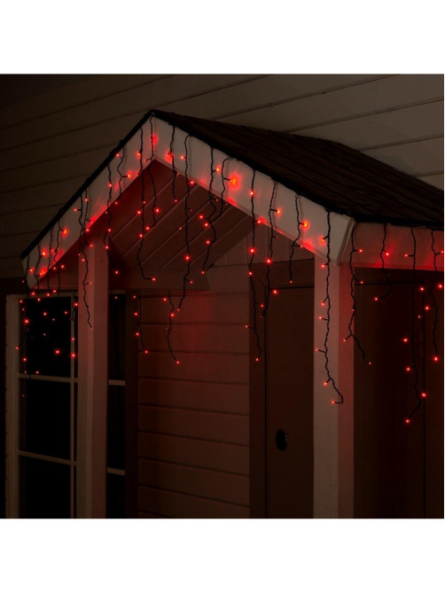 Гирлянда «Бахрома» 4×0.6 м, IP44, тёмная нить, 180 LED, свечение красное, 8 режимов, 220 В
