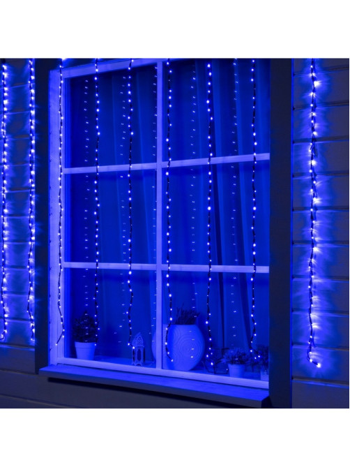 Гирлянда «Водопад» 2×1.5 м, IP44, тёмная нить, 400 LED, свечение синее, 8 режимов, 220 В
