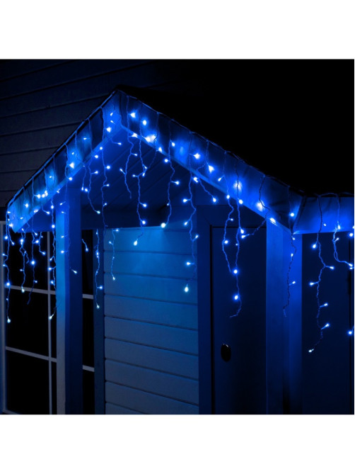 Гирлянда «Бахрома» 3×0.6 м, IP44, УМС, белая нить, 160 LED, свечение синее, мерцание белым, 220 В
