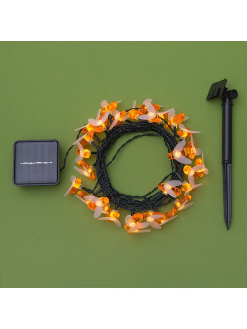 Гирлянда «Нить», 4.5 м, уличная, с насадками «Пчёлка», IP44, 30 LED, 2 режима, солнечная батарея, тёмная нить, свечение тёплое белое