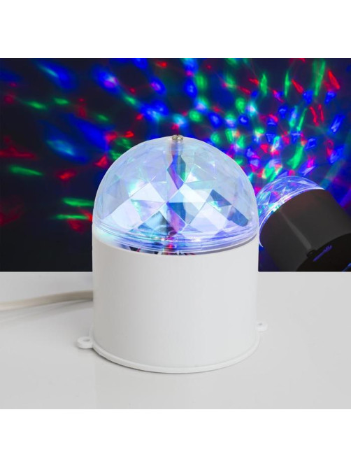 Световой прибор «Хрустальный шар» 7.5 см, свечение RGB, 220 В, белый