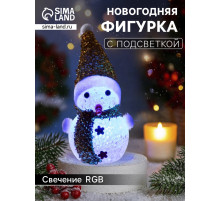 Ёлочная игрушка «Золотистый снеговичок», 8 см, 1 LED, от батареек AG13×3, свечение мульти (RGB)