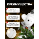 Светодиодная фигура «Олень» 21×19×10 см, флок, от батареек CR2032×2, свечение тёплое белое