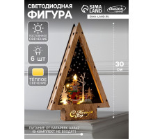 Светодиодная фигура «Новогодний олень» 19×30×4.5 см, дерево, от батареек АААх2, свечение тёплое белое