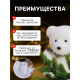 Светодиодная фигура «Мишка» 15×16×12 см, флок, от батареек CR2032×2, свечение тёплое белое