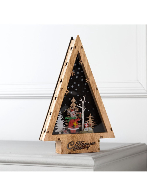 Светодиодная фигура «Новогодний олень» 19×30×4.5 см, дерево, от батареек АААх2, свечение тёплое белое