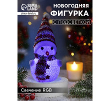 Ёлочная игрушка «Красный снеговичок», 8 см, 1 LED, от батареек AG13×3, свечение мульти (RGB)