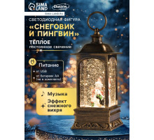 Светодиодная фигура «Снеговик и пингвин» 9×23×9 см, пластик, от батареек ААх3, USB, свечение тёплое белое
