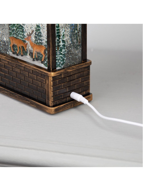 Светодиодная фигура «Олени в лесу» 14×24×8 см, пластик, от батареек ААх3, USB, свечение тёплое белое