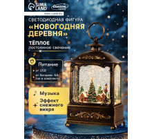 Светодиодная фигура «Новогодняя деревня» 14.5×22×8 см, пластик, от батареек ААх3, USB, свечение тёплое белое