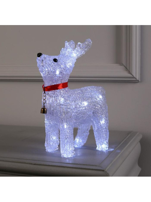 Светодиодная фигура «Олень с колокольчиком» 18×25×8 см, акрил, 20 LED, от батареек ААх2, свечение белое