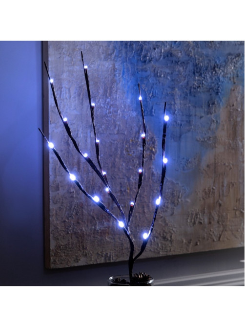 Светодиодная ветка 70 см, 20 LED, коричневая, от батареек AAх2, свечение белое
