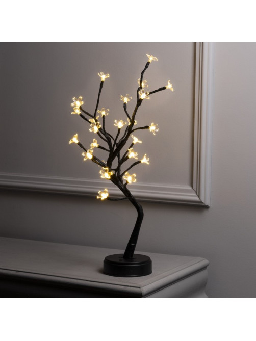Светодиодный куст «Цветы» 45 см, 24 LED, постоянное свечение, от батареек AAx3, USB, свечение тёплое белое