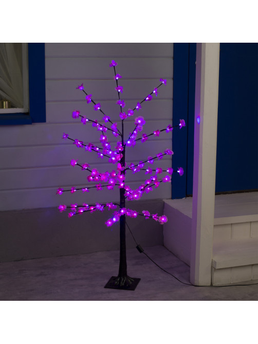 Светодиодный куст «Цветы» 1.2 м, 120 LED, постоянное свечение, 220 В, свечение розовое