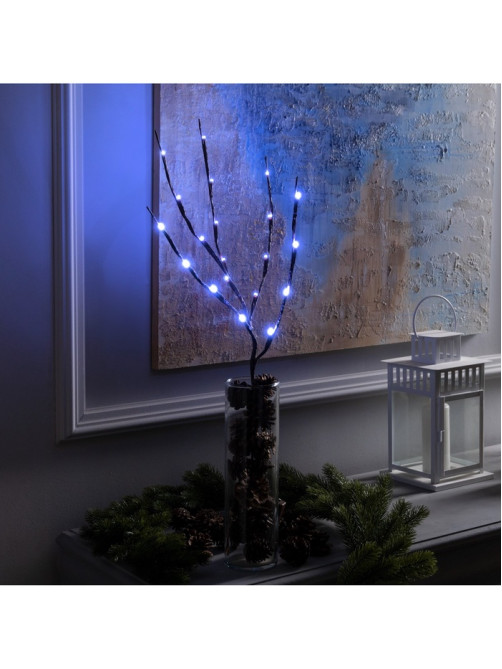 Светодиодная ветка 70 см, 20 LED, коричневая, от батареек AAх2, свечение белое
