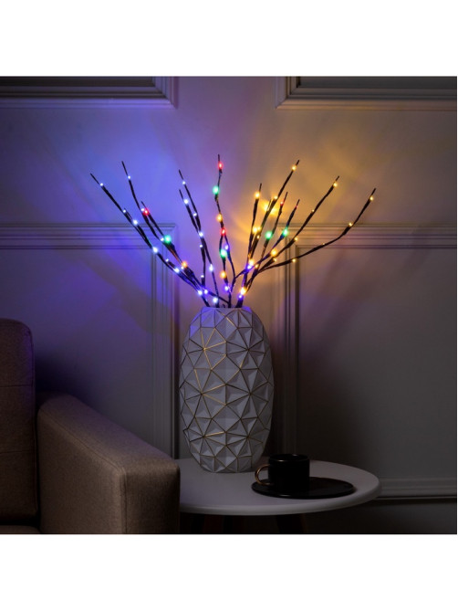 Светодиодная ветка 70 см, 20 LED, коричневая, от батареек AAх2, свечение белое