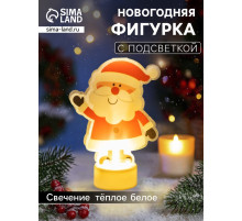 Световая картинка на подставке «Дед Мороз», 11 см, 1 LED, от батареек, свечение тёплое белое