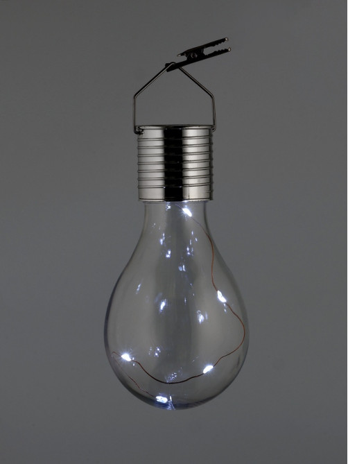 Садовый светильник «Лампочка», уличный, на солнечной батарее, 8×14×8 см, 5 LED, свечение белое