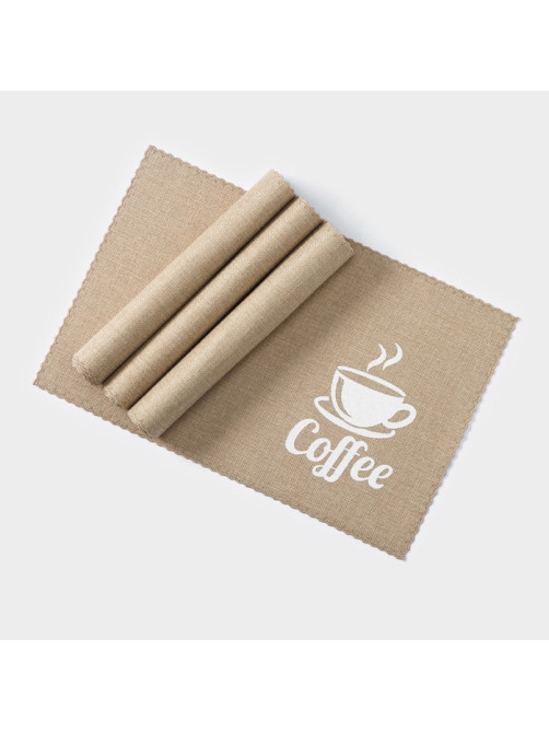 Салфетки сервировочные на стол Доляна Coffee, 4 шт., 44×29 см, бежевые