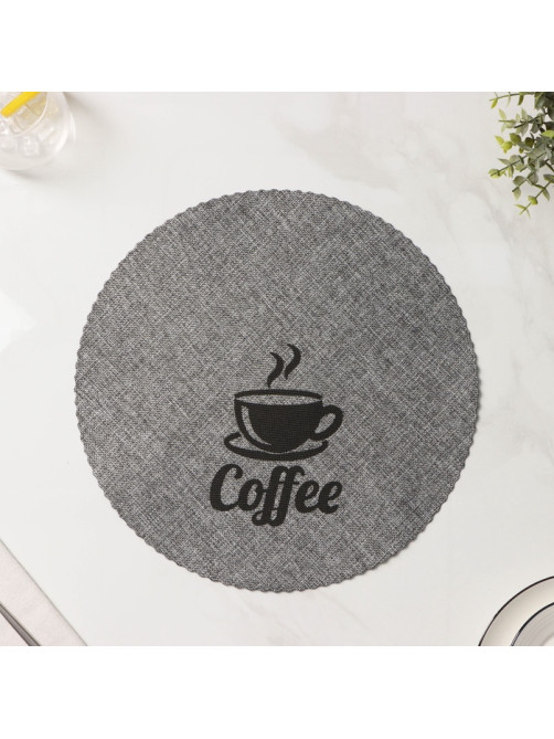 Салфетки сервировочные на стол Доляна Coffee, 4 шт., d=37 см, серые