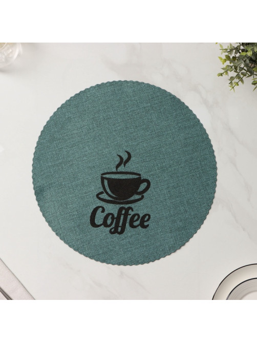 Салфетки сервировочные на стол Доляна Coffee, 4 шт., d=37 см, бирюзовые