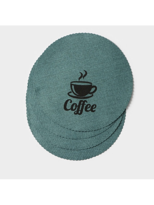 Салфетки сервировочные на стол Доляна Coffee, 4 шт., d=37 см, бирюзовые