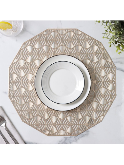 Салфетки сервировочные на стол Доляна «Гипноз», 4 шт., d=38 см, золотые