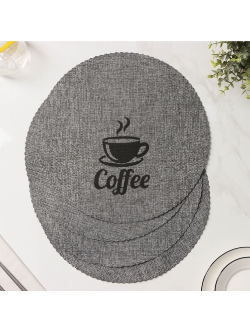Салфетки сервировочные на стол Доляна Coffee, 4 шт., d=37 см, серые