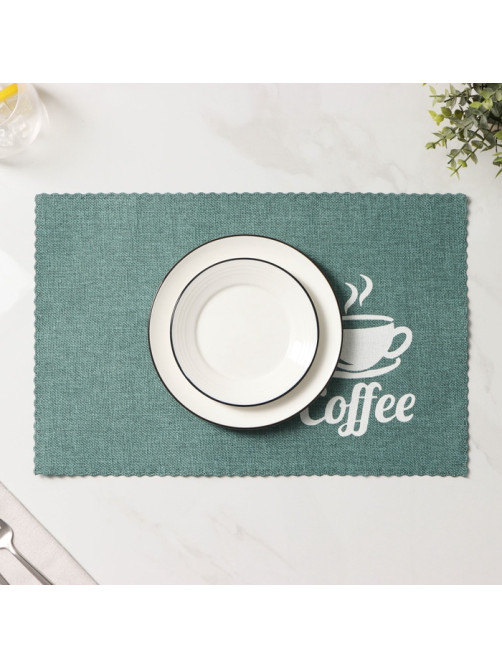 Салфетки сервировочные на стол Доляна Coffee, 4 шт., 44×29 см, бирюзовые