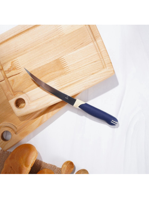 Нож кухонный для томатов Доляна «Страйп», лезвие 11.5 см, синий