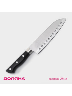 Нож Сантоку кухонный Доляна «Кронос», лезвие 17 см, цвет чёрный
