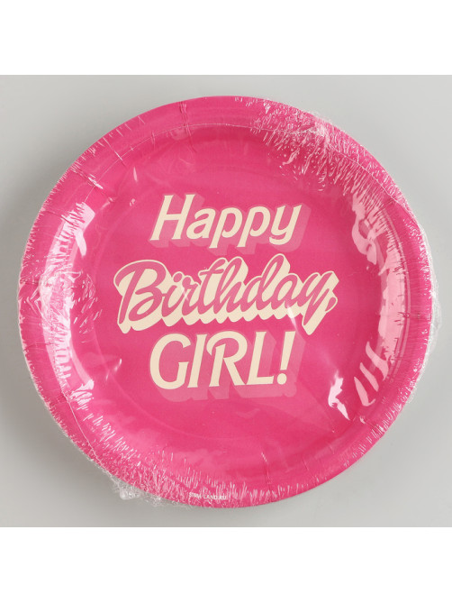 Тарелка одноразовая бумажная «Happy Birthday, girl», кукла, 18 см
