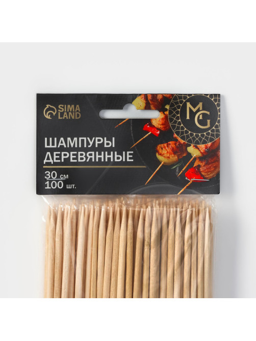 Шампур деревянный Magistro, 30×0.3 см, 100 шт., берёза