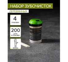 Зубочистки из берёзы Magistro, 200 шт., пластиковая баночка, крышка с дозатором