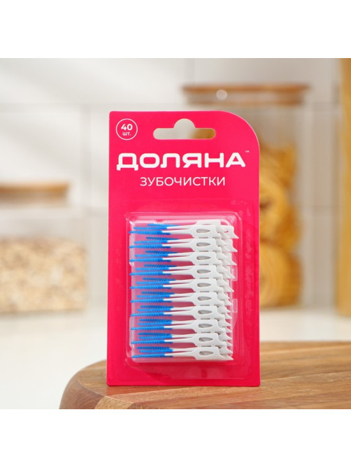 Зубочистки Доляна «Синтек», 40 шт., пластик, синие