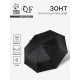 Зонт полуавтоматический «Однотонный», 3 сложения, 8 спиц, R=49/55 см, d=98 см, чёрный