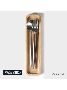 Подставка для столовых приборов Magistro Tropical, 27×7×1.8 см, каучуковое дерево