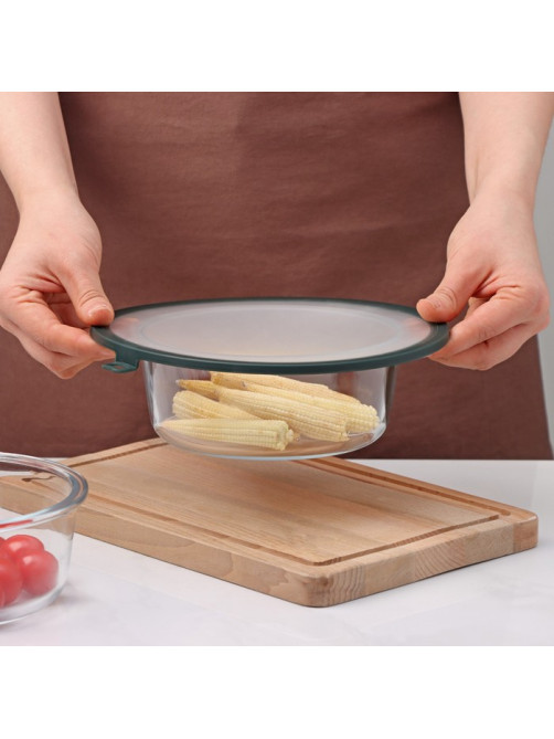 Вакуумная крышка для посуды Доляна, d=22.5 см, зелёная