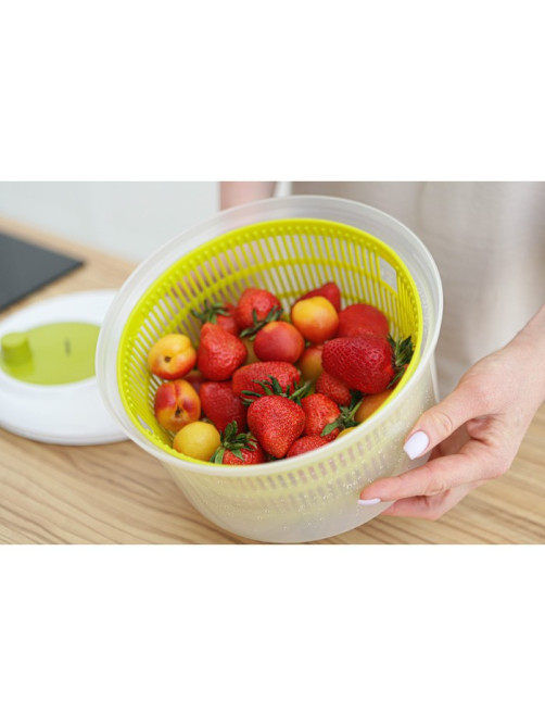 Центрифуга для сушки зелени Доляна Fresh cook, 3.7 л, пластик, белая, зелёная