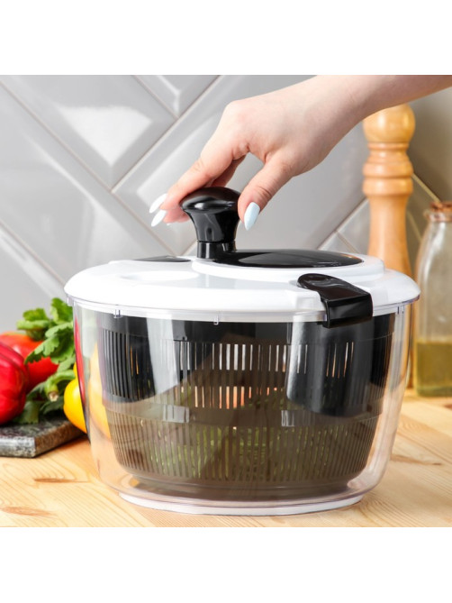 Центрифуга для сушки зелени Magistro Vegan pro, 5 л, пластик, чёрная, белая