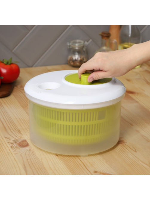 Центрифуга для сушки зелени Доляна Fresh cook, 3.7 л, пластик, белая, зелёная