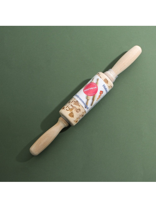 Скалка текстурная новогодняя Доляна, фигурная, 30×4 см, рабочая часть 11.5 см, вращающаяся