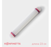Скалка для теста с ограничителями кондитерская KONFINETTA, 23×3 см, пластик, белая