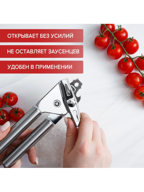 Консервный нож Доляна «Металлик», 20.5 см, серебристый