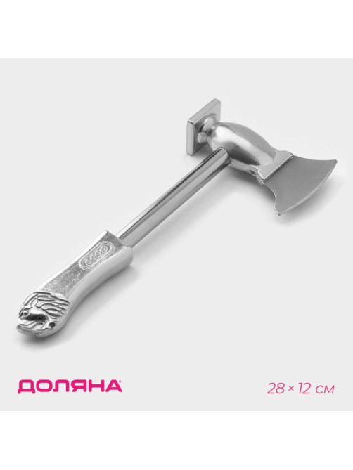 Молоток для мяса с топориком Доляна, 28 см, серебристый