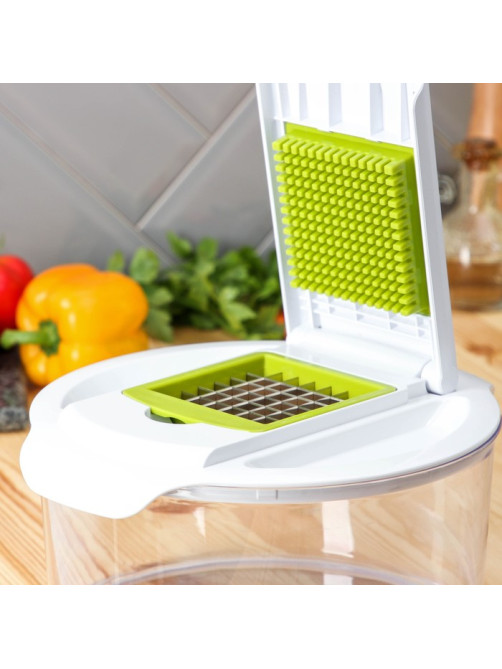 Овощерезка универсальная Доляна Fresh cook, 7 насадок, центрифуга для зелени, белая, зелёная