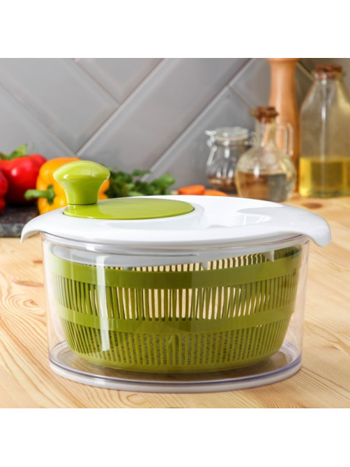 Овощерезка универсальная Доляна Fresh cook, 7 насадок, центрифуга для зелени, белая, зелёная