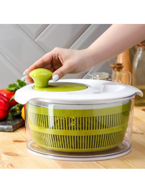 Овощерезка универсальная Доляна Fresh cook, 7 насадок, центрифуга для зелени, белая, зелёная