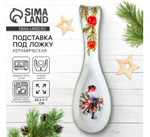 Подставка под ложку новогодняя «Снегирь», 7×22.3 см, ручная работа
